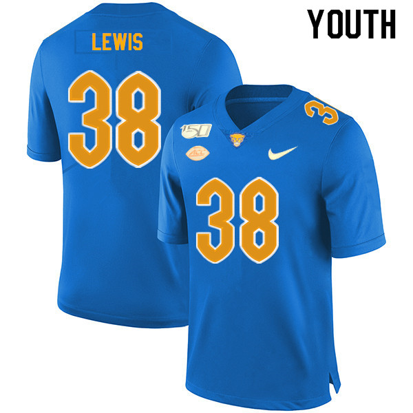 2019 Youth #38 Ryan Lewis Pitt Panthers College Football Jerseys Sale-Royal